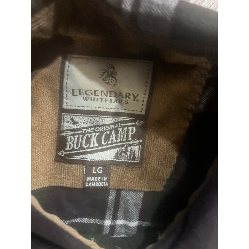 Legendary Whitetails Buck Camp Flannel Button Up Shirt Mens Large Plaid